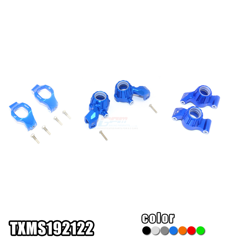 ALUMINUM FRONT C-HUBS, FRONT+REAR KNUCKLE ARMS TXMS192122 FOR 1/10 TRAXXAS MAXX 4WD MONSTER TRUCK 89076-4